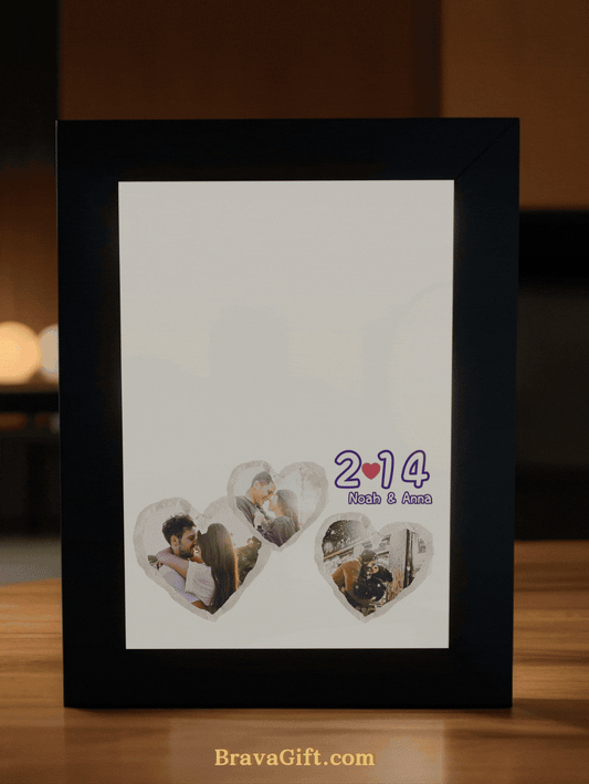 Enchanting Purple Moon Couple Photo Light Frame