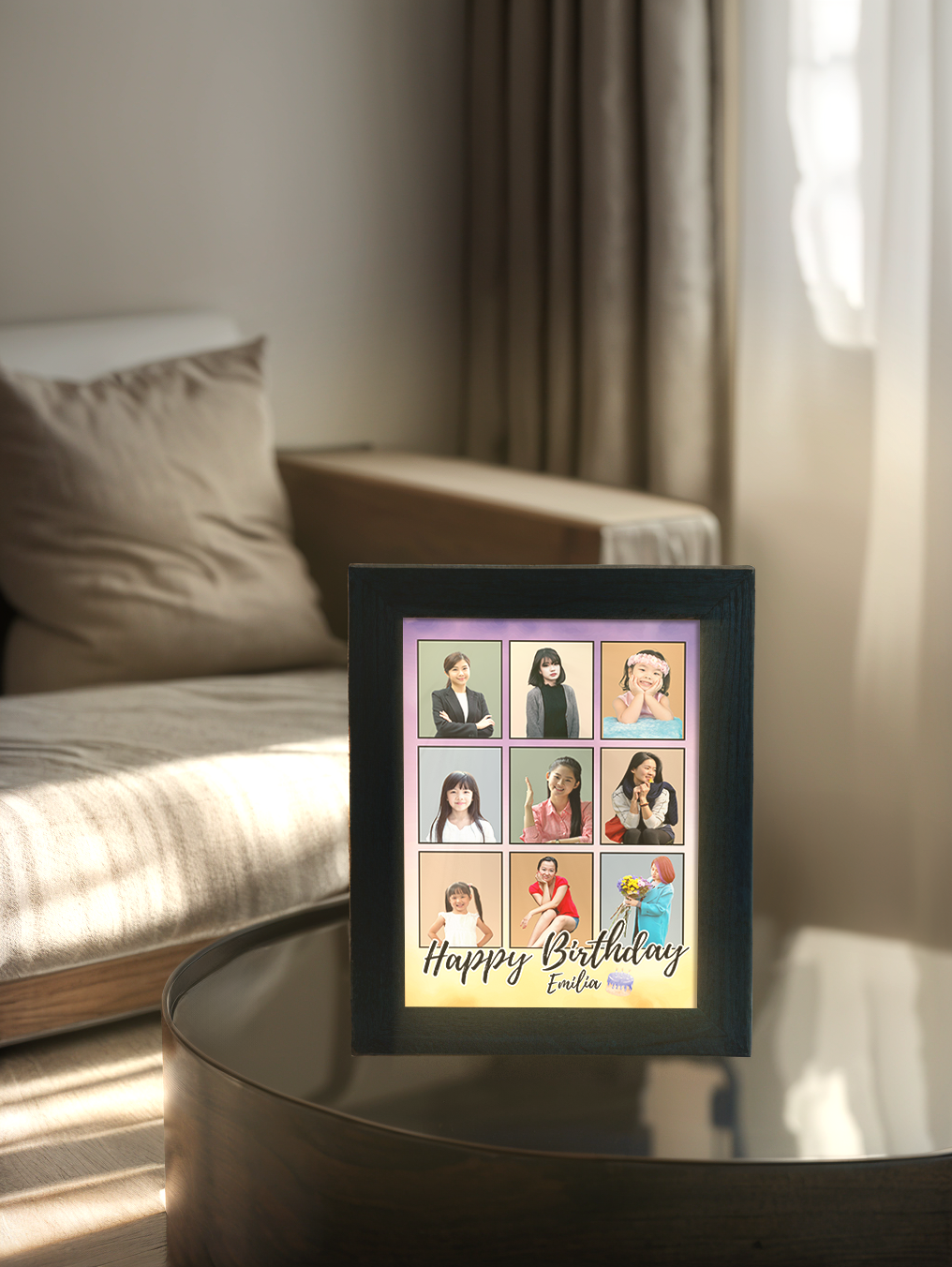 Friendship 9-Grid Birthday Photo Light Frame