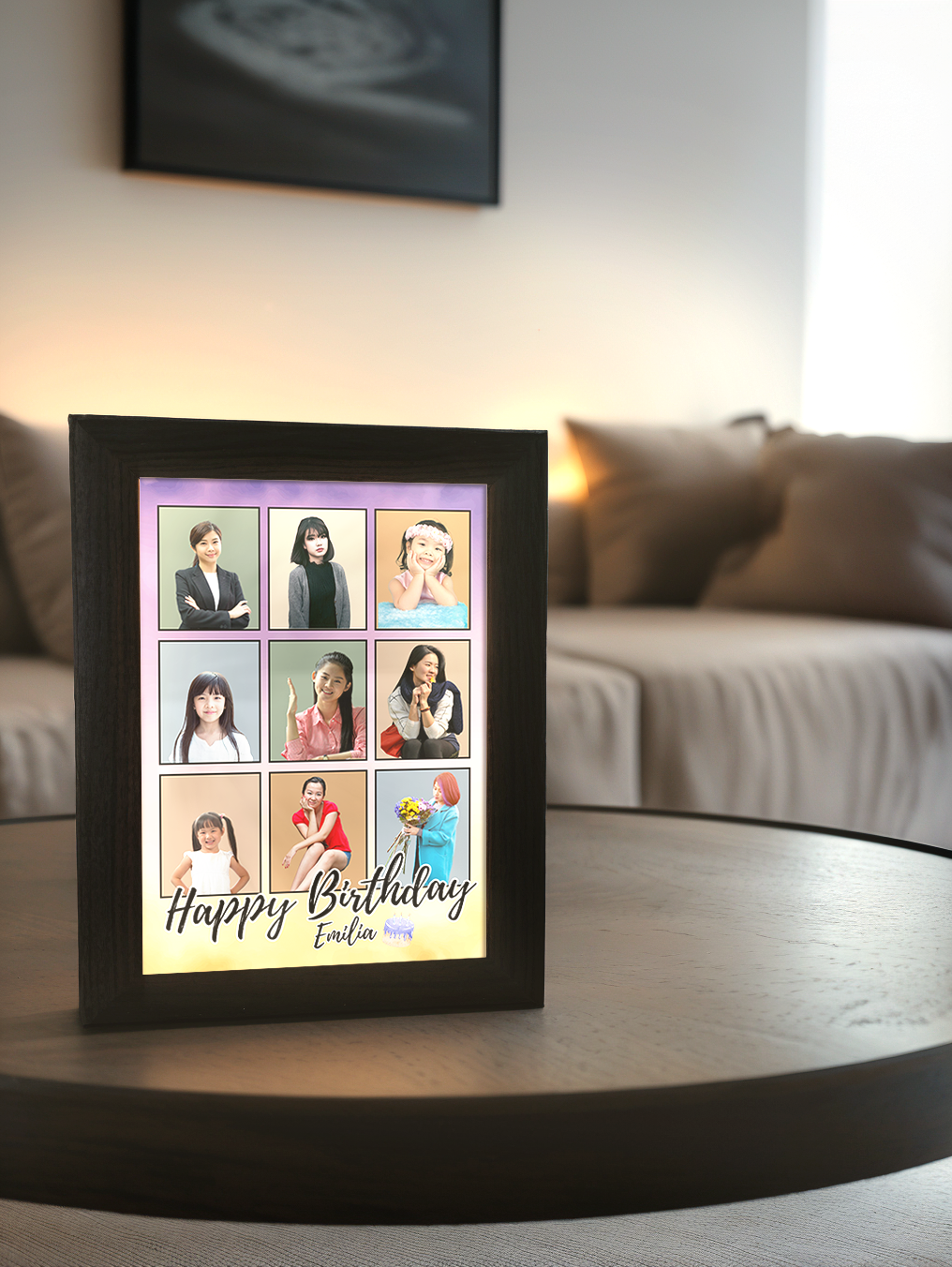 Friendship 9-Grid Birthday Photo Light Frame