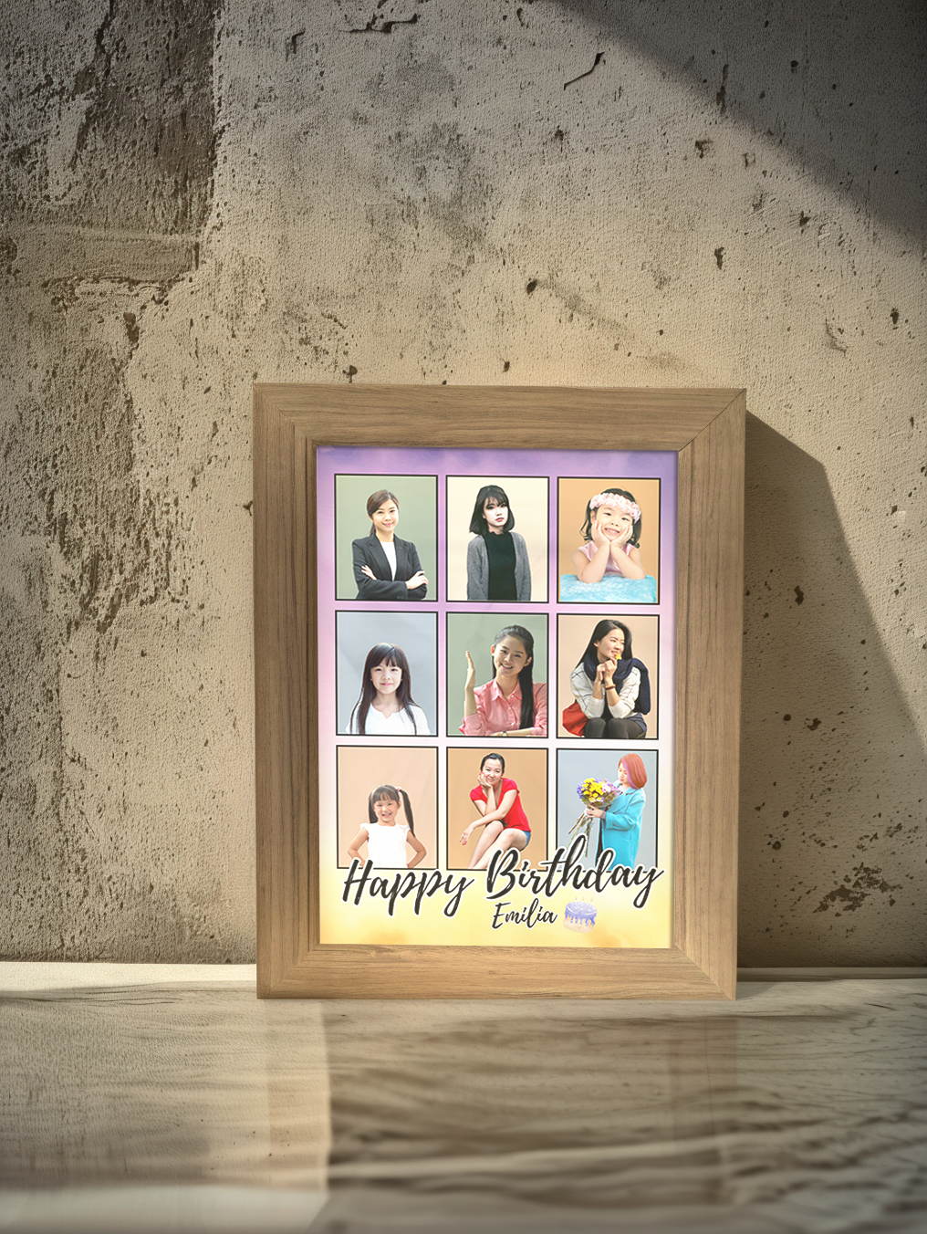 Friendship 9-Grid Birthday Photo Light Frame