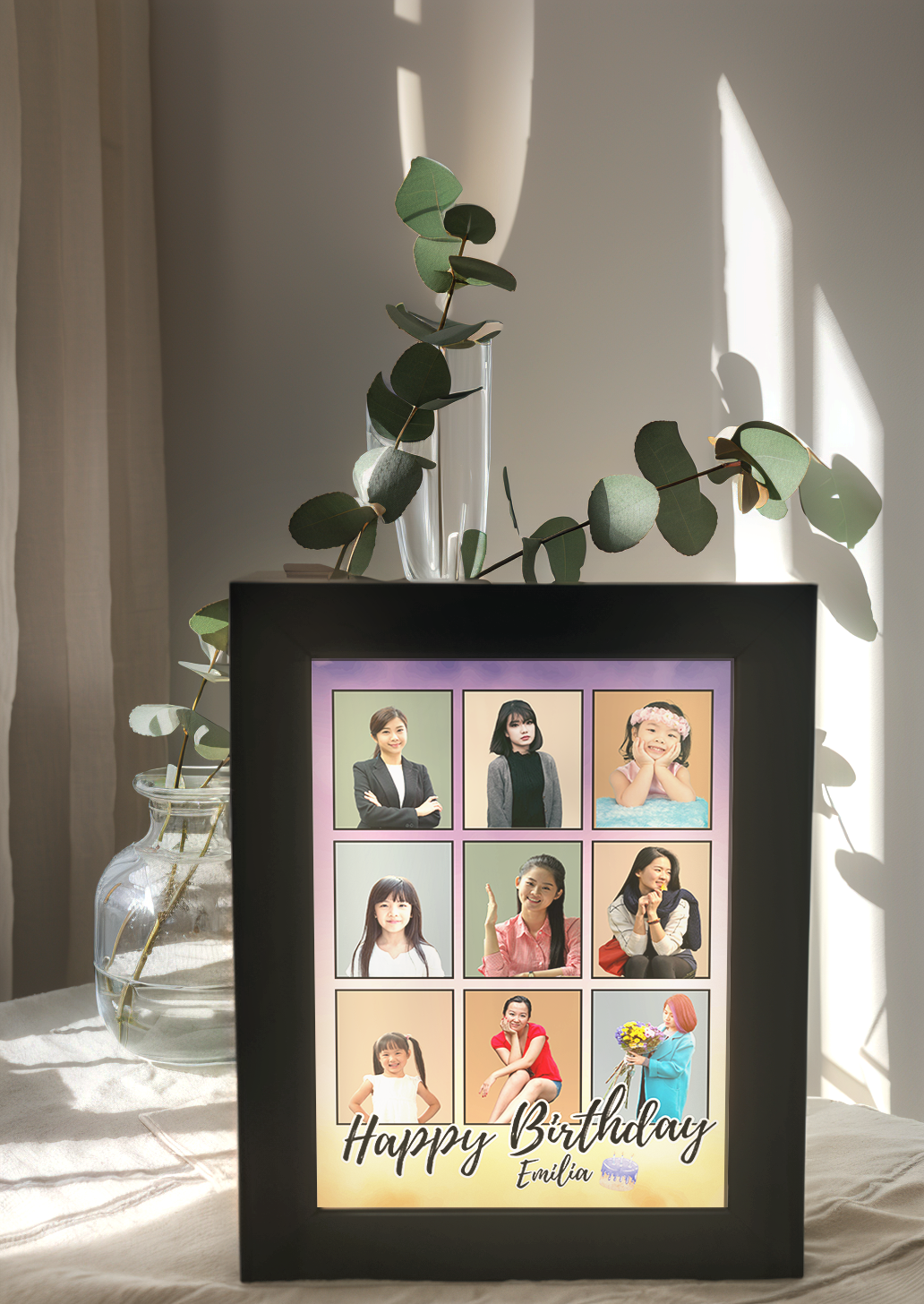 Friendship 9-Grid Birthday Photo Light Frame