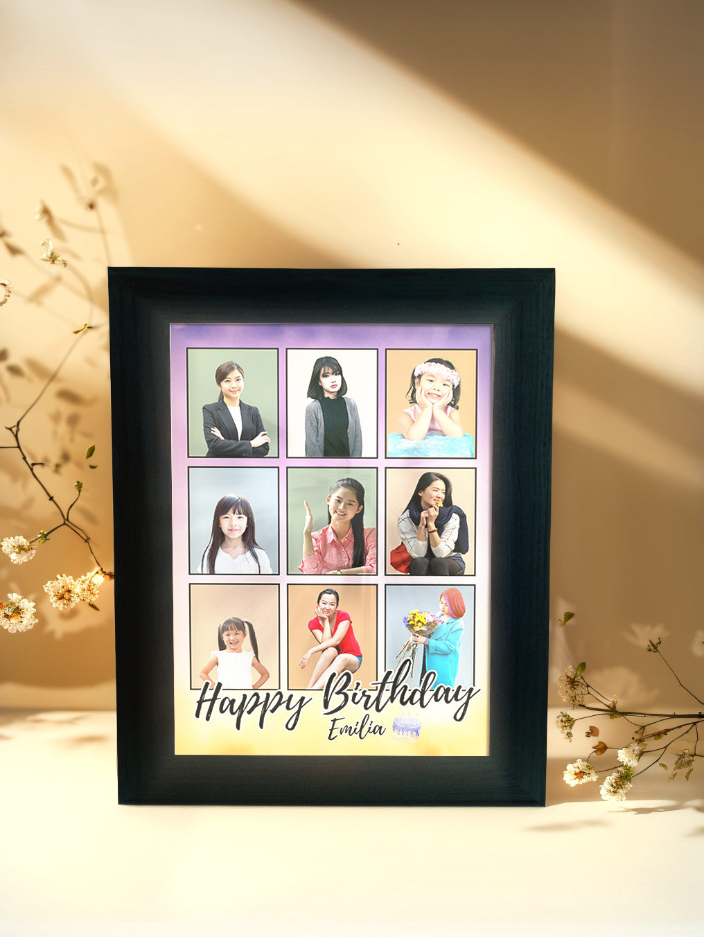 Friendship 9-Grid Birthday Photo Light Frame