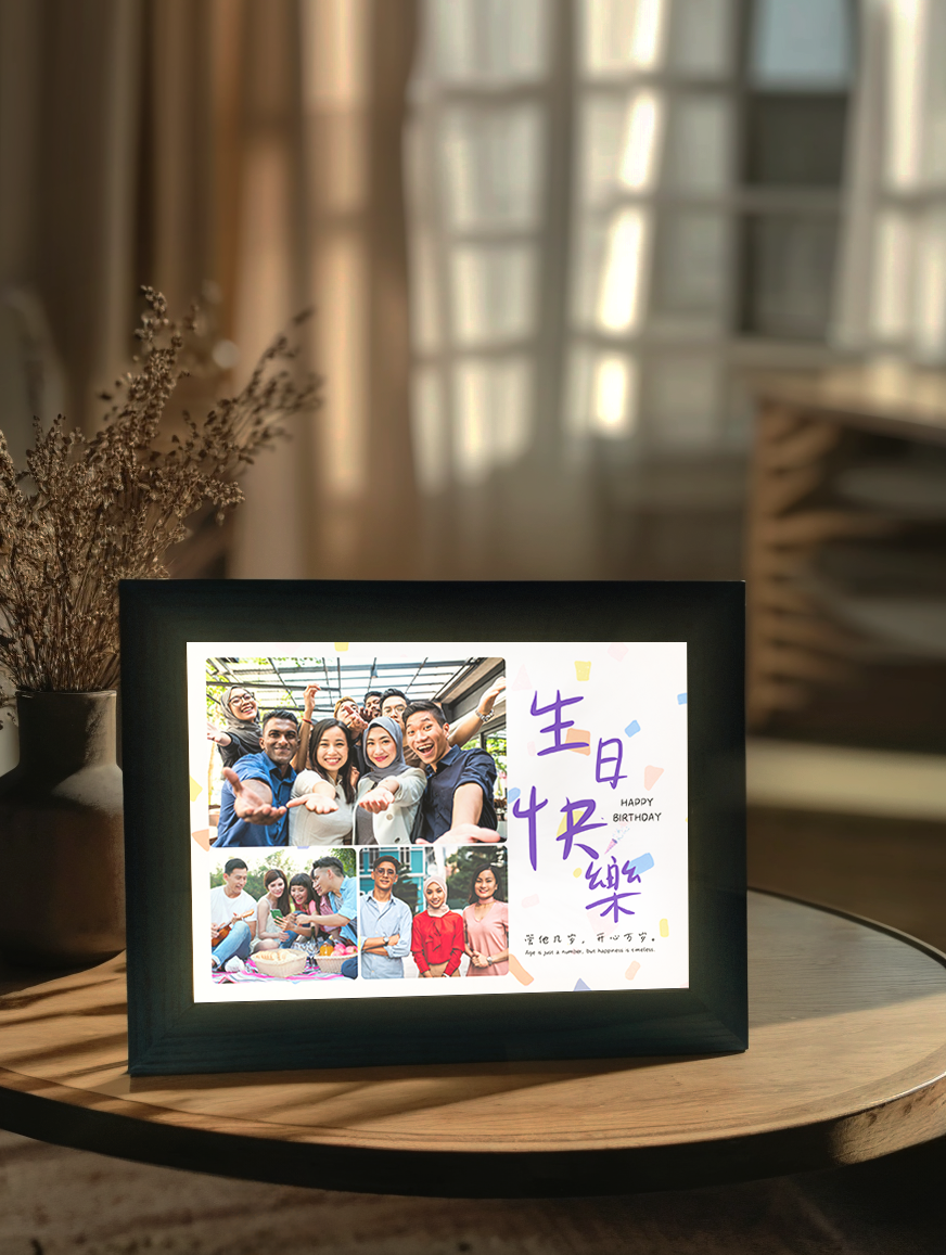 Happy Birthday Friendship Photo Light Frame