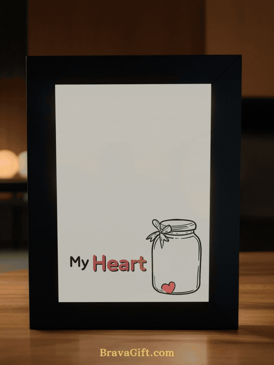 Heartfelt Love Jar Couple Photo Light Frame