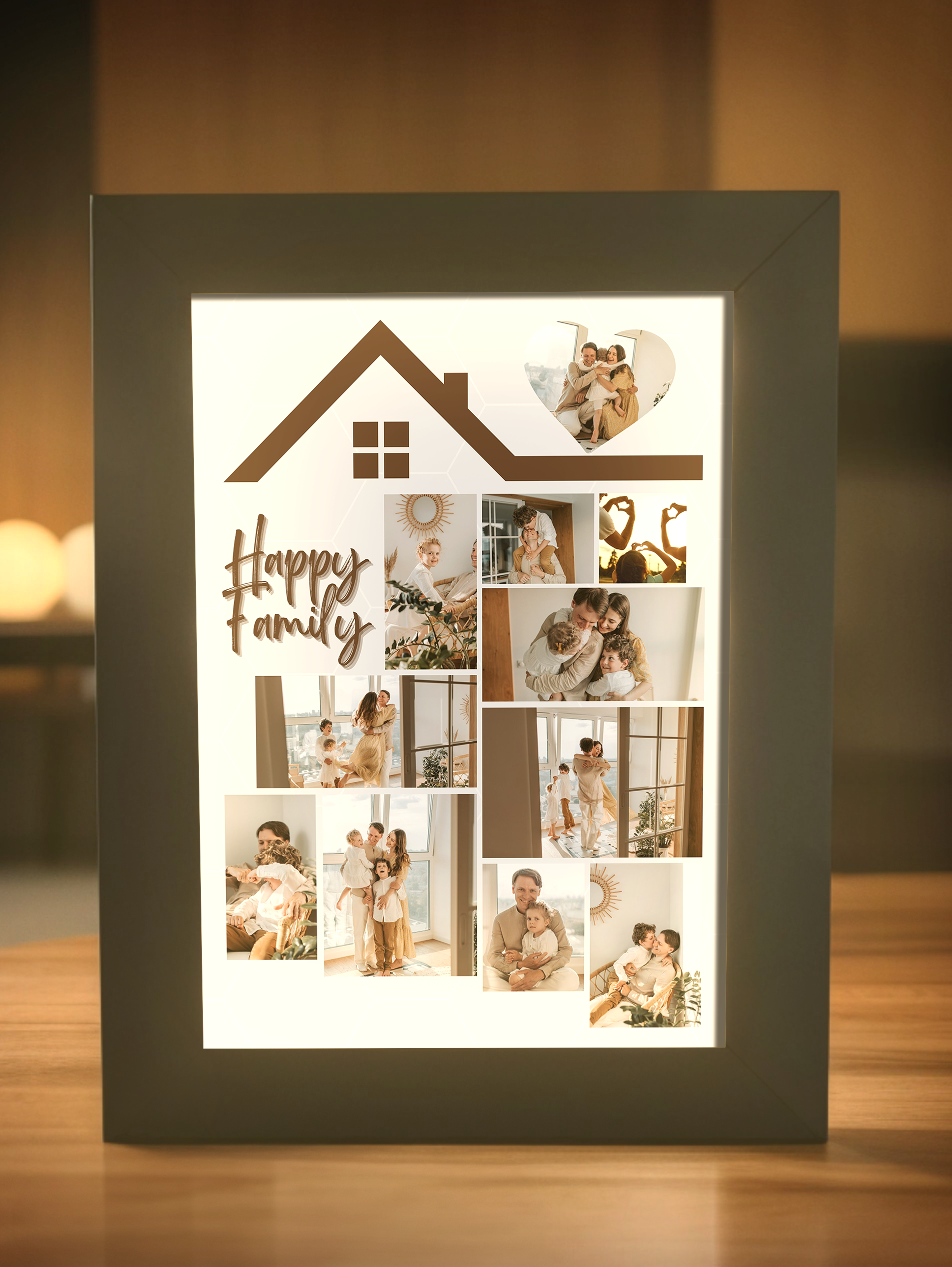 Home Happy Family Photo Light Frame