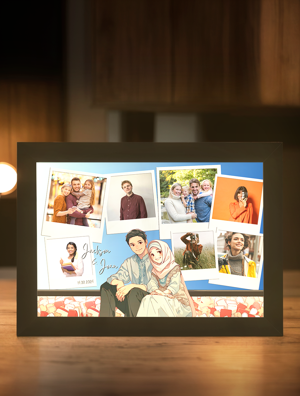 Love Memories Sweet Couple Photo Light Frame