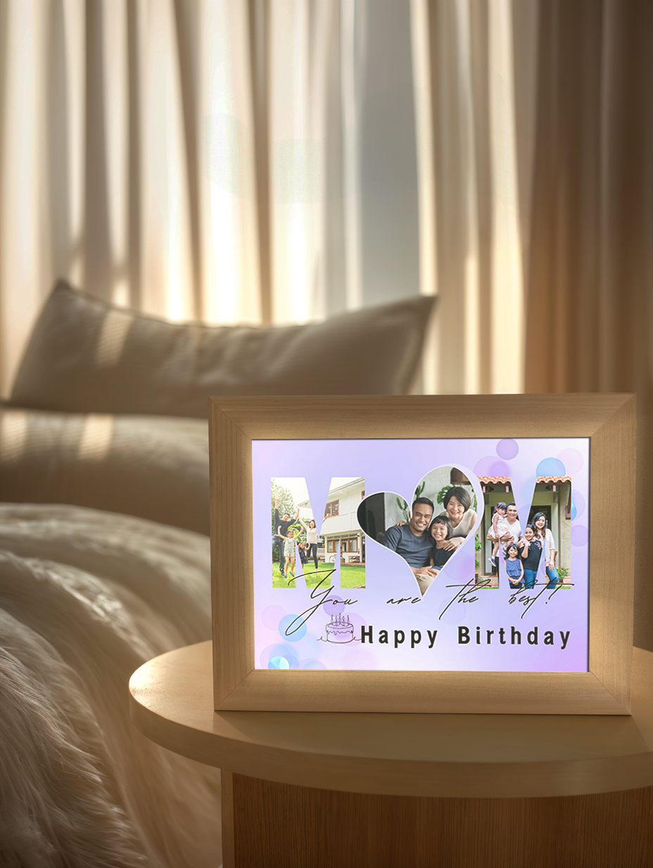 Mother's Day MOM Words Photo Light Frame