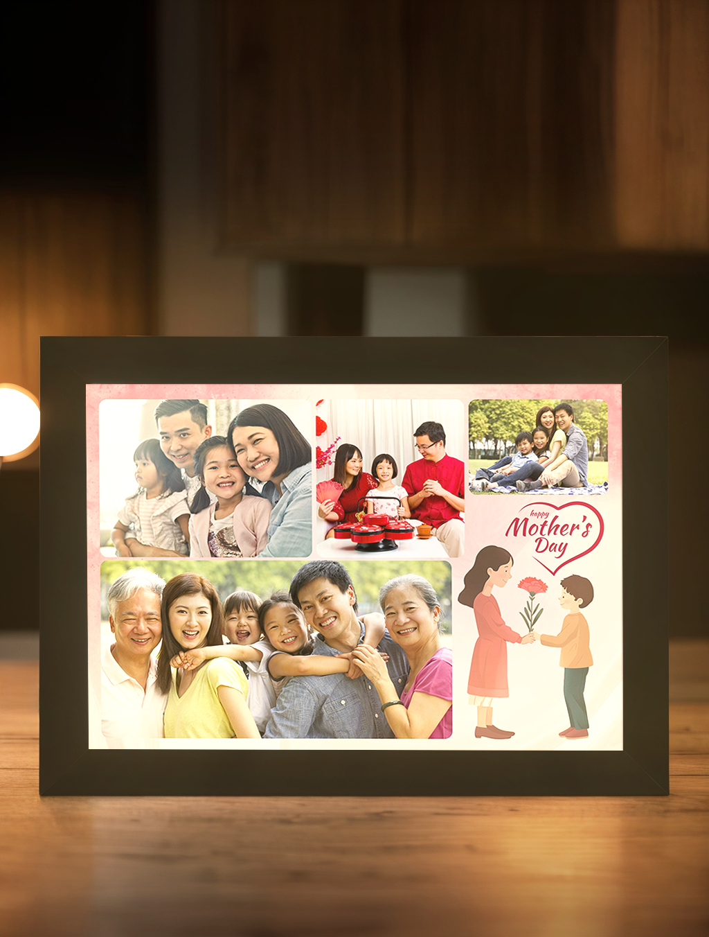 Mother's Day Flower Family Photo Light Frame