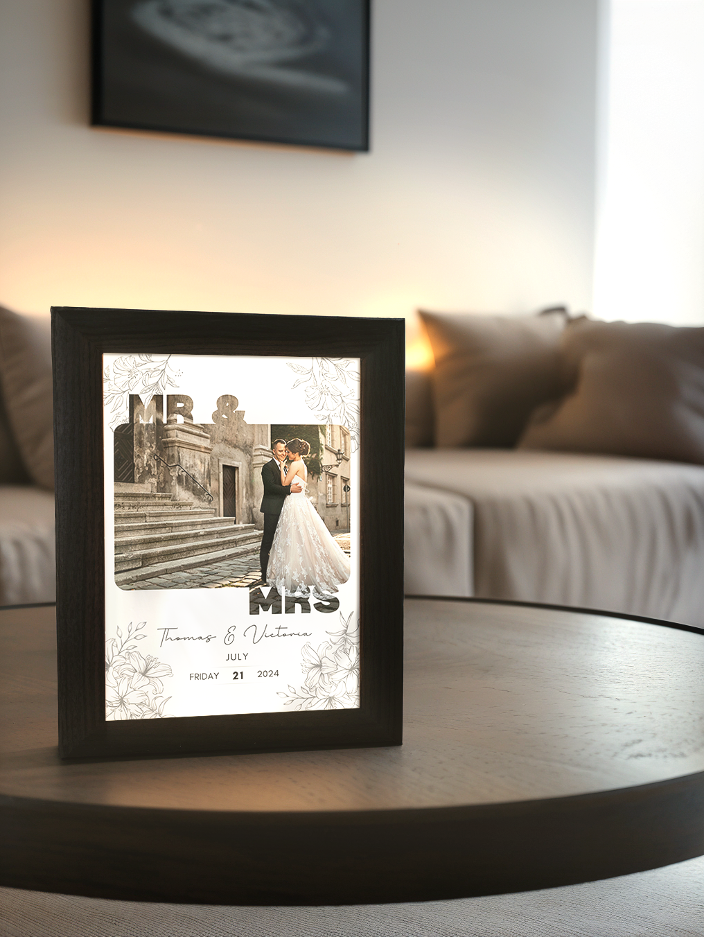 Mr & Mrs Wedding Photo Light Frame