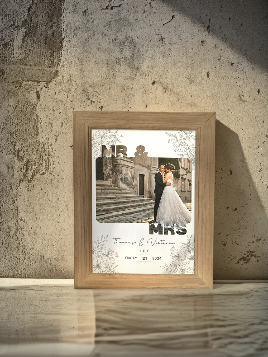 Mr & Mrs Wedding Photo Light Frame