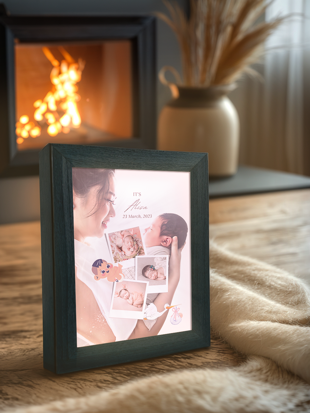 Newborn Baby Memory Baby Full Moon & 100 Days Photo Light Frame