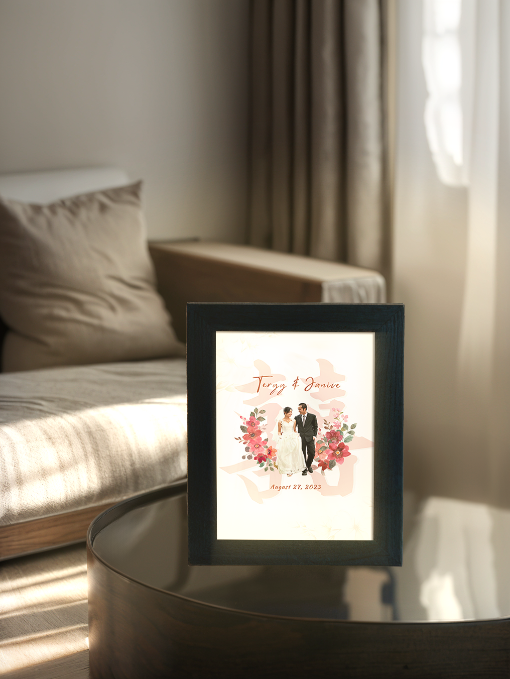 Oriental Invitation Custom Wedding Photo Light Frame