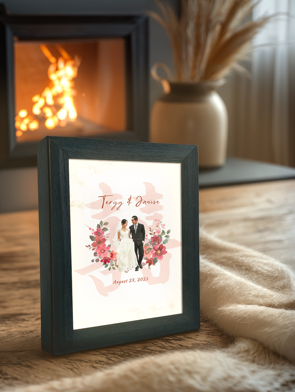 Oriental Invitation Custom Wedding Photo Light Frame