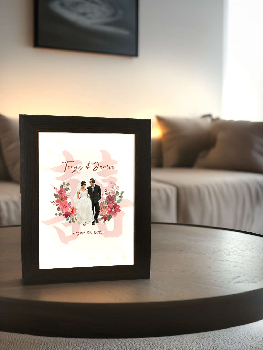 Oriental Invitation Custom Wedding Photo Light Frame