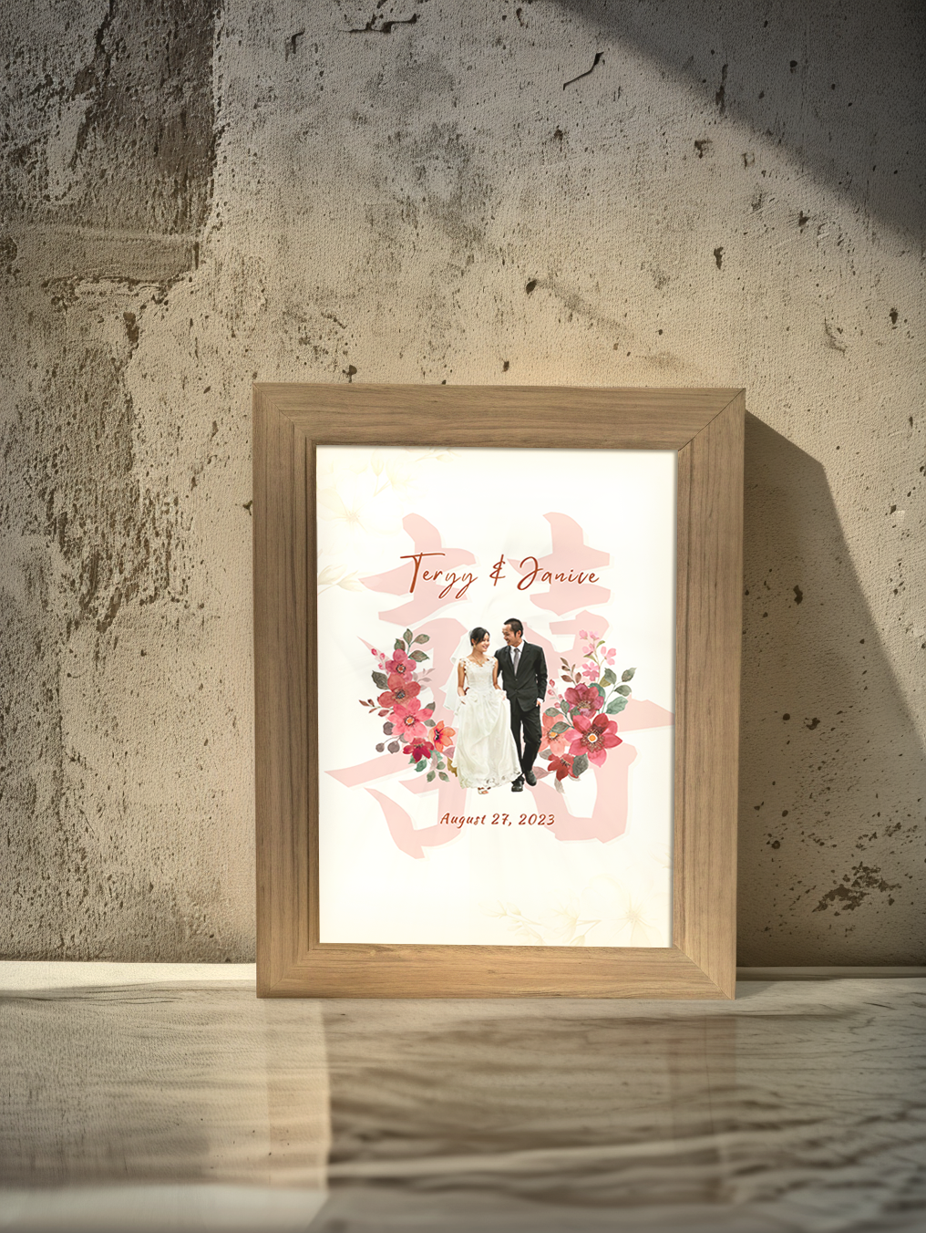 Oriental Invitation Custom Wedding Photo Light Frame