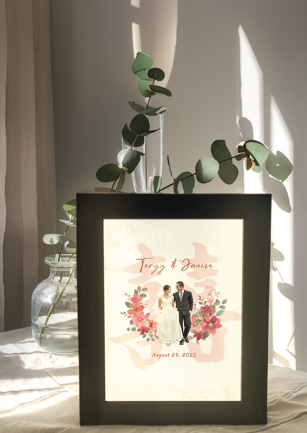 Oriental Invitation Custom Wedding Photo Light Frame