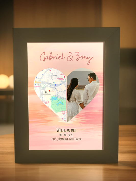 Our First Met Couple Photo Light Frame