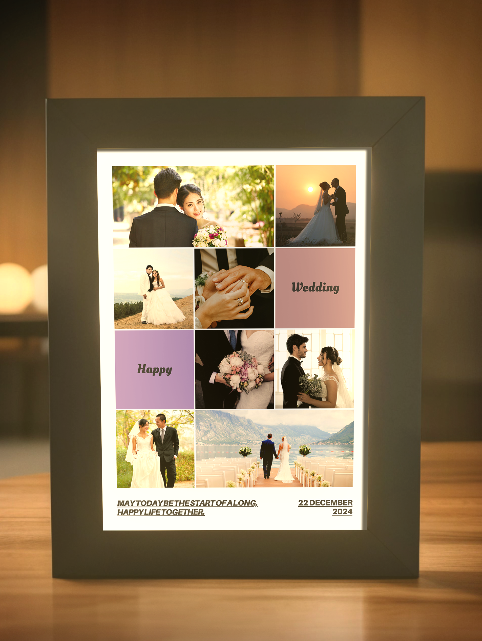 Personalized Couple Memory Wedding Photo Light Frame