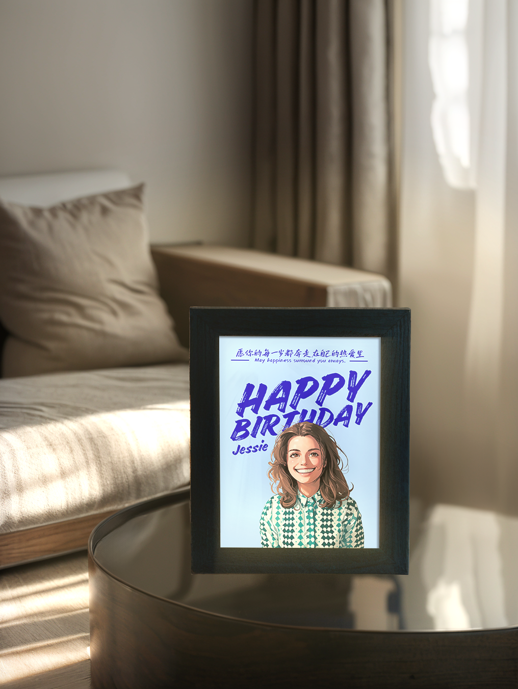 Personalised Comic Cartoon Birthday Photo Light Frame