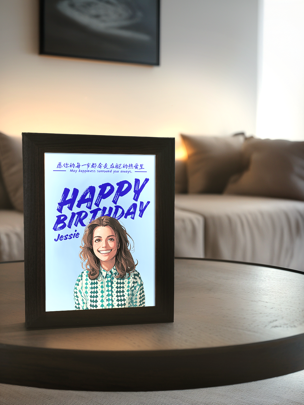 Personalised Comic Cartoon Birthday Photo Light Frame