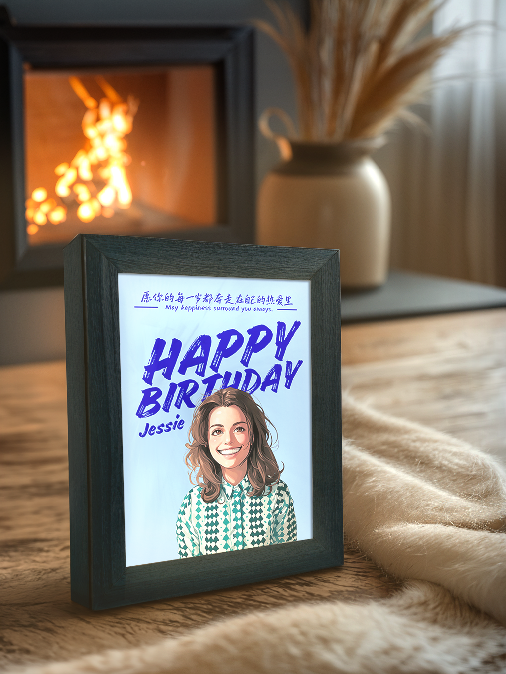 Personalised Comic Cartoon Birthday Photo Light Frame