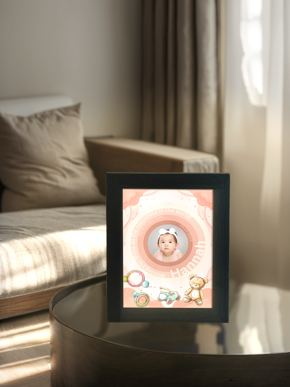 Personalized Baby Pink Theme Photo Light Frame