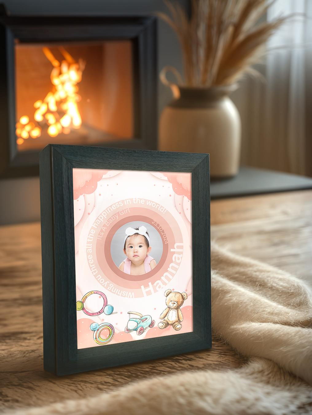 Personalized Baby Pink Theme Photo Light Frame