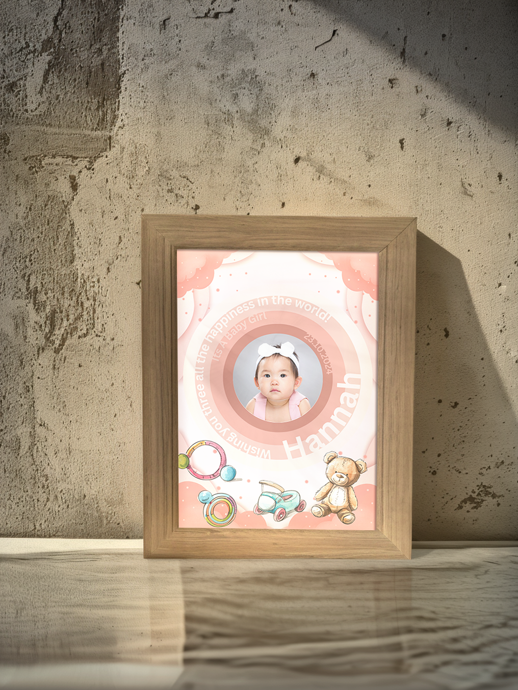 Personalized Baby Pink Theme Photo Light Frame