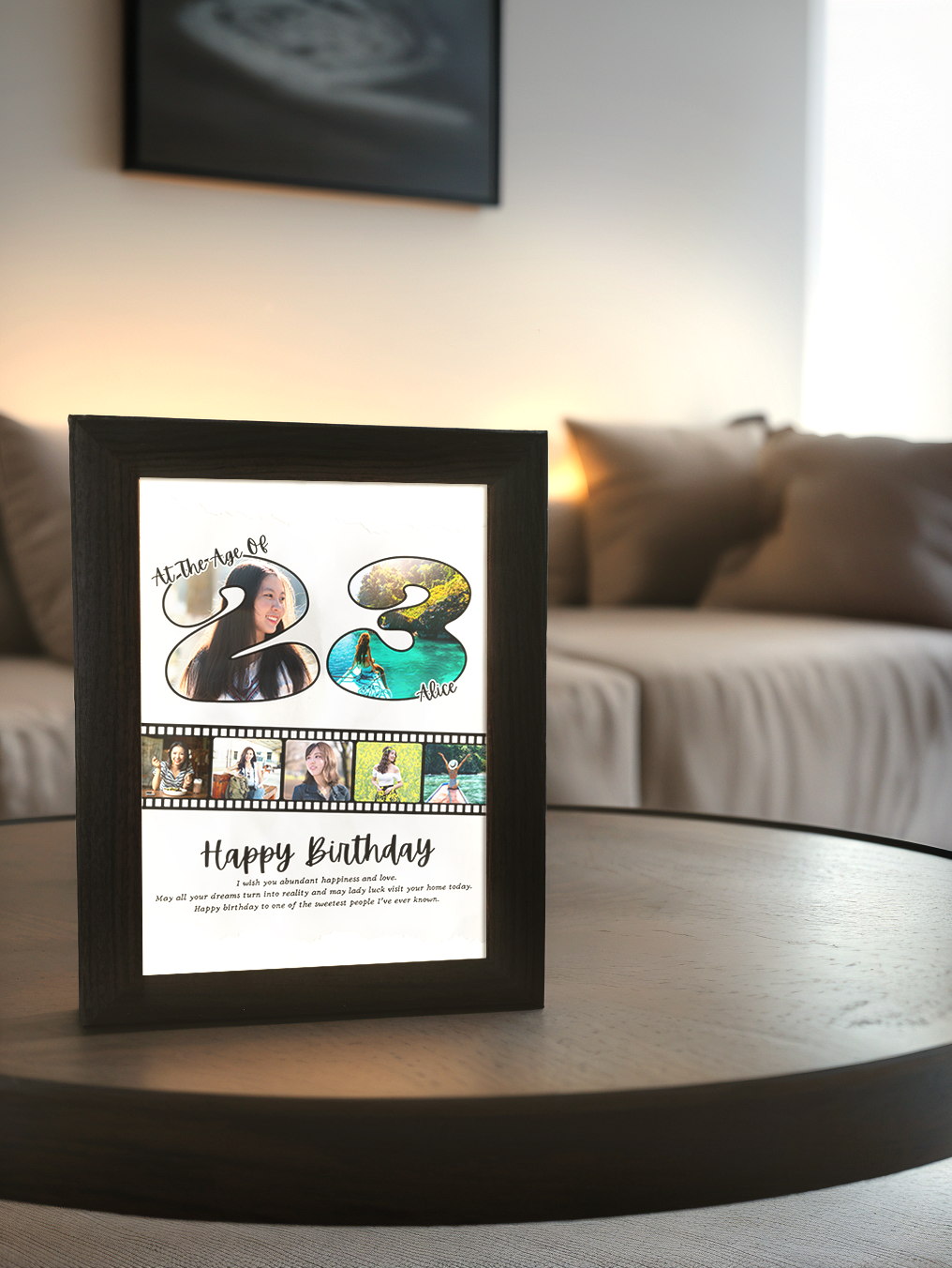 Personalized Birthday Age Photo Light Frame