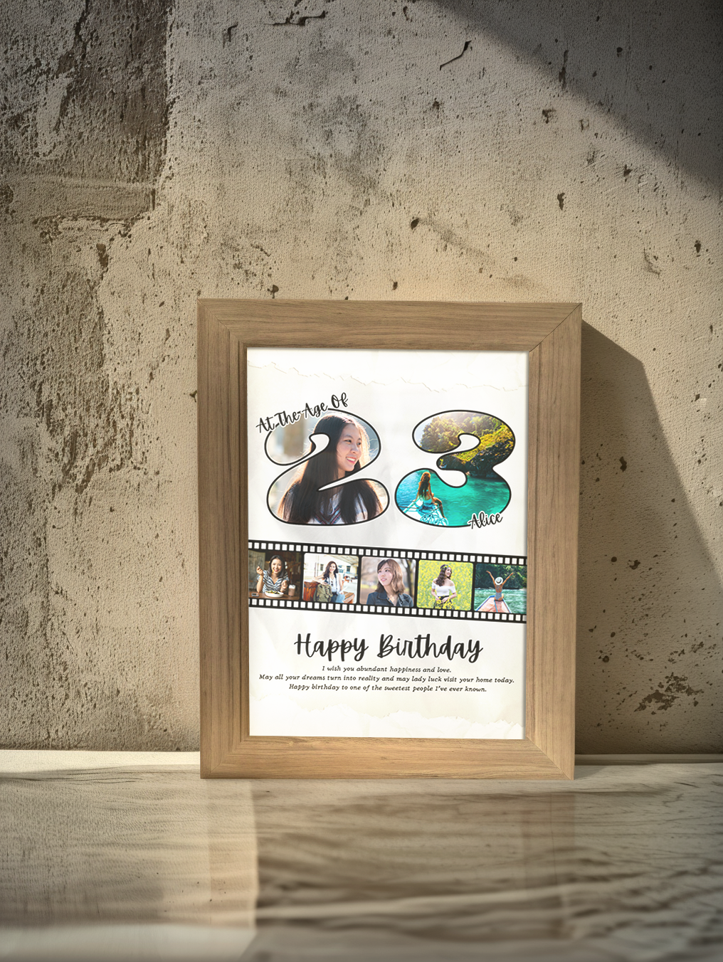 Personalized Birthday Age Photo Light Frame