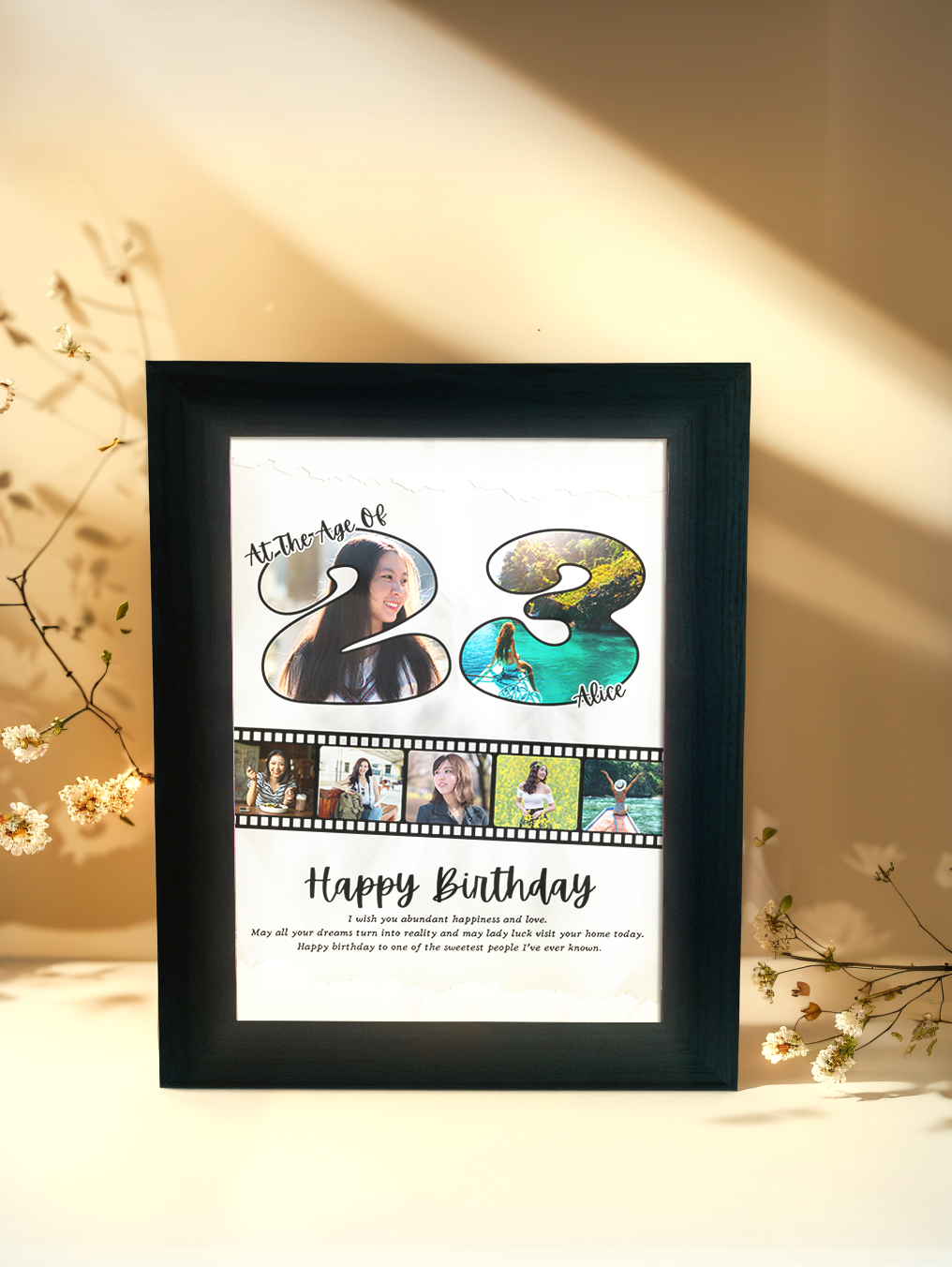 Personalized Birthday Age Photo Light Frame