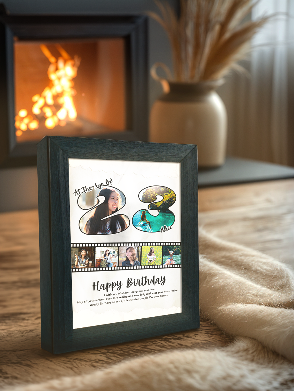 Personalized Birthday Age Photo Light Frame