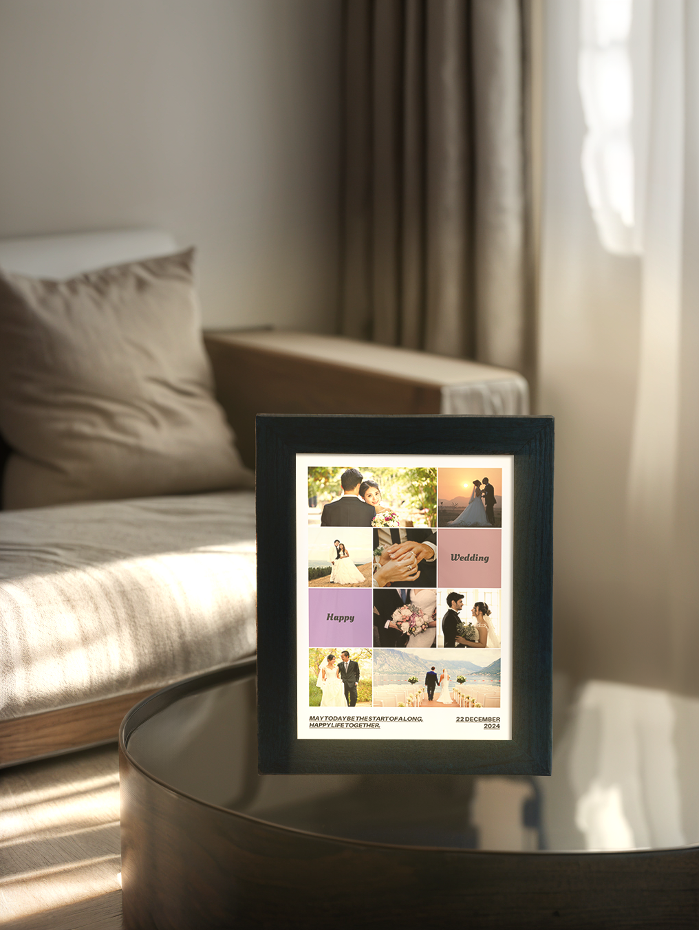 Personalized Couple Memory Wedding Photo Light Frame