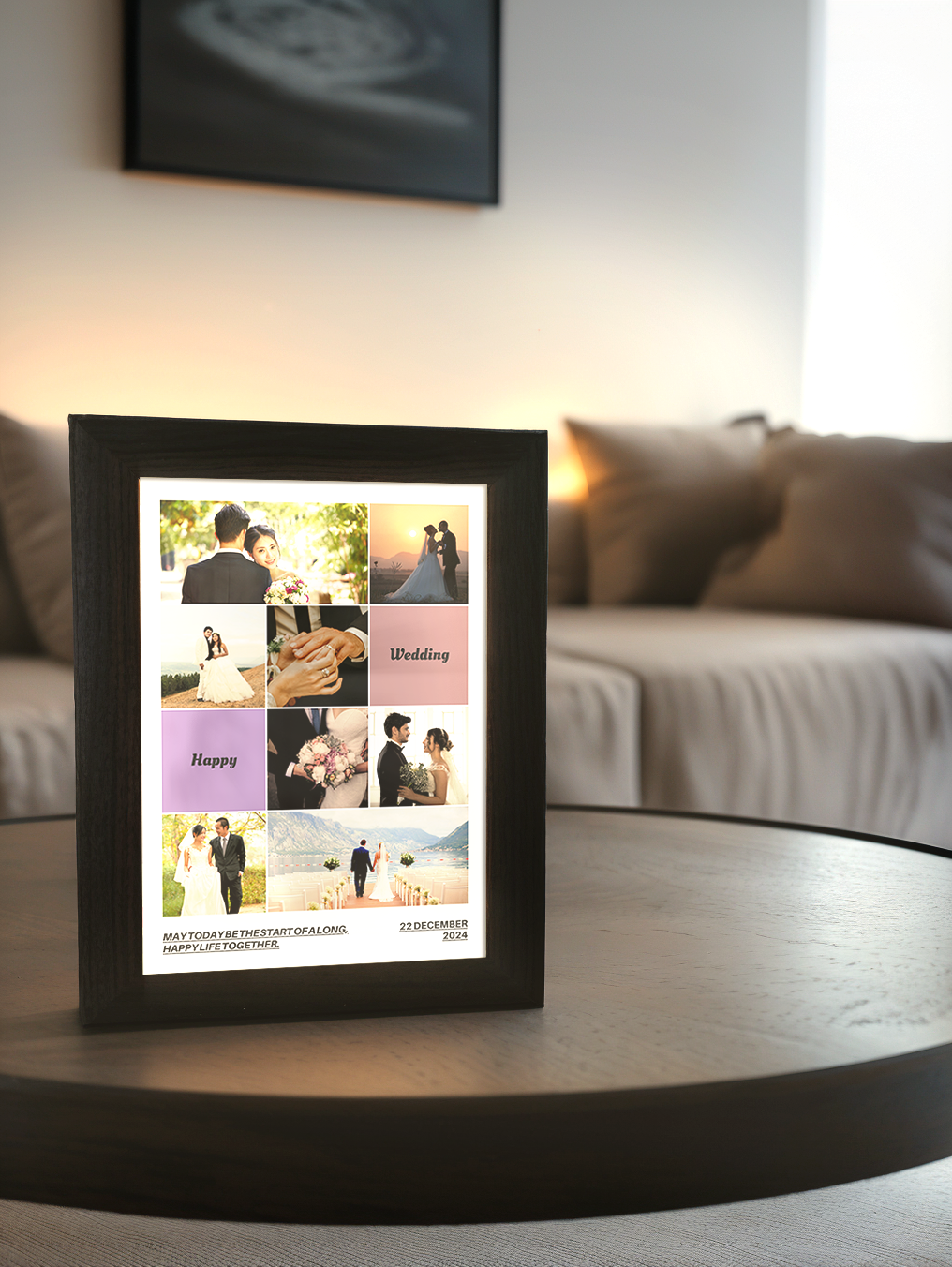 Personalized Couple Memory Wedding Photo Light Frame