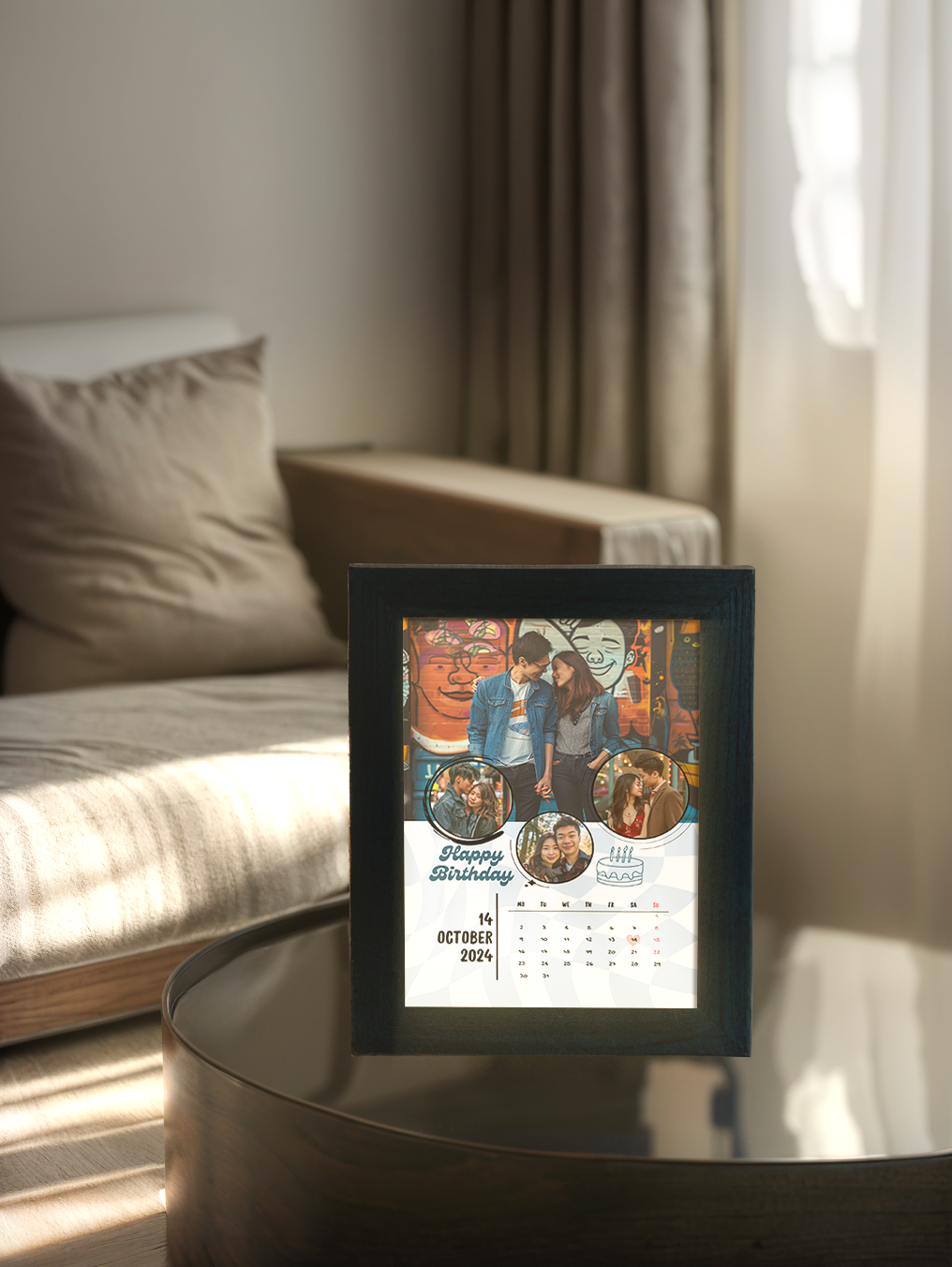 Personalized Couples Photo Calendar Light Frame