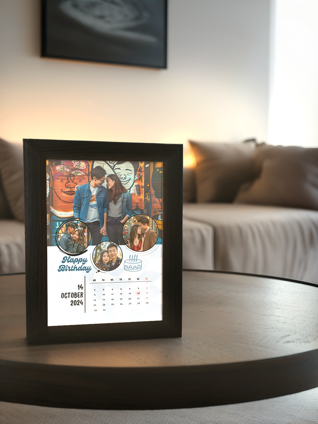 Personalized Couples Photo Calendar Light Frame