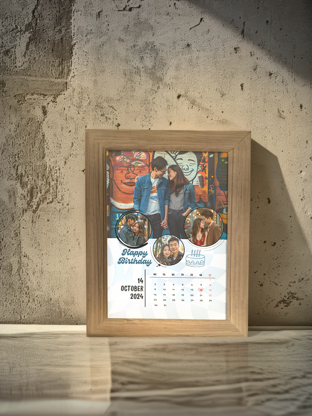 Personalized Couples Photo Calendar Light Frame