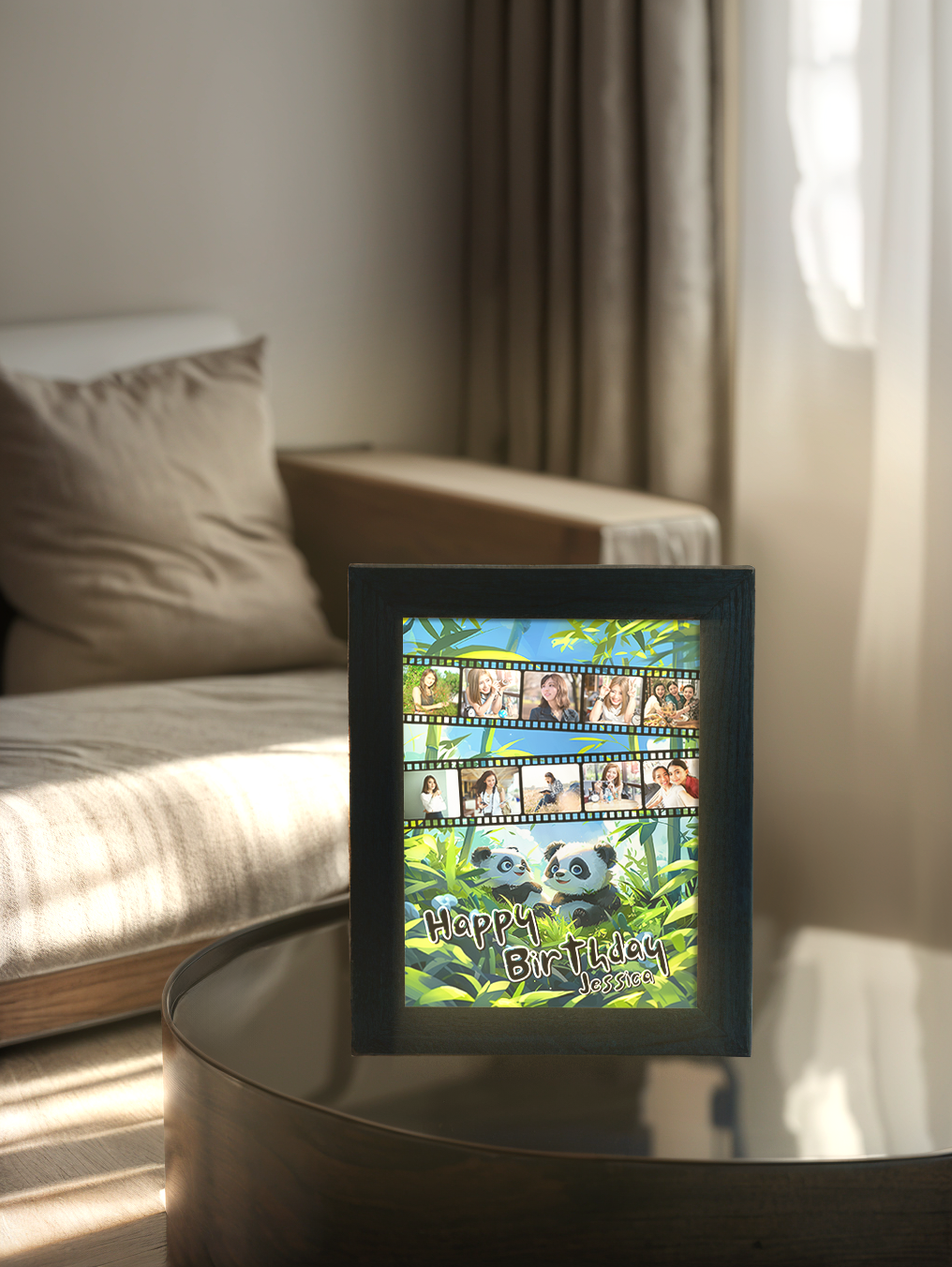 Personalized Perfect Panda Birthday Photo Light Frame