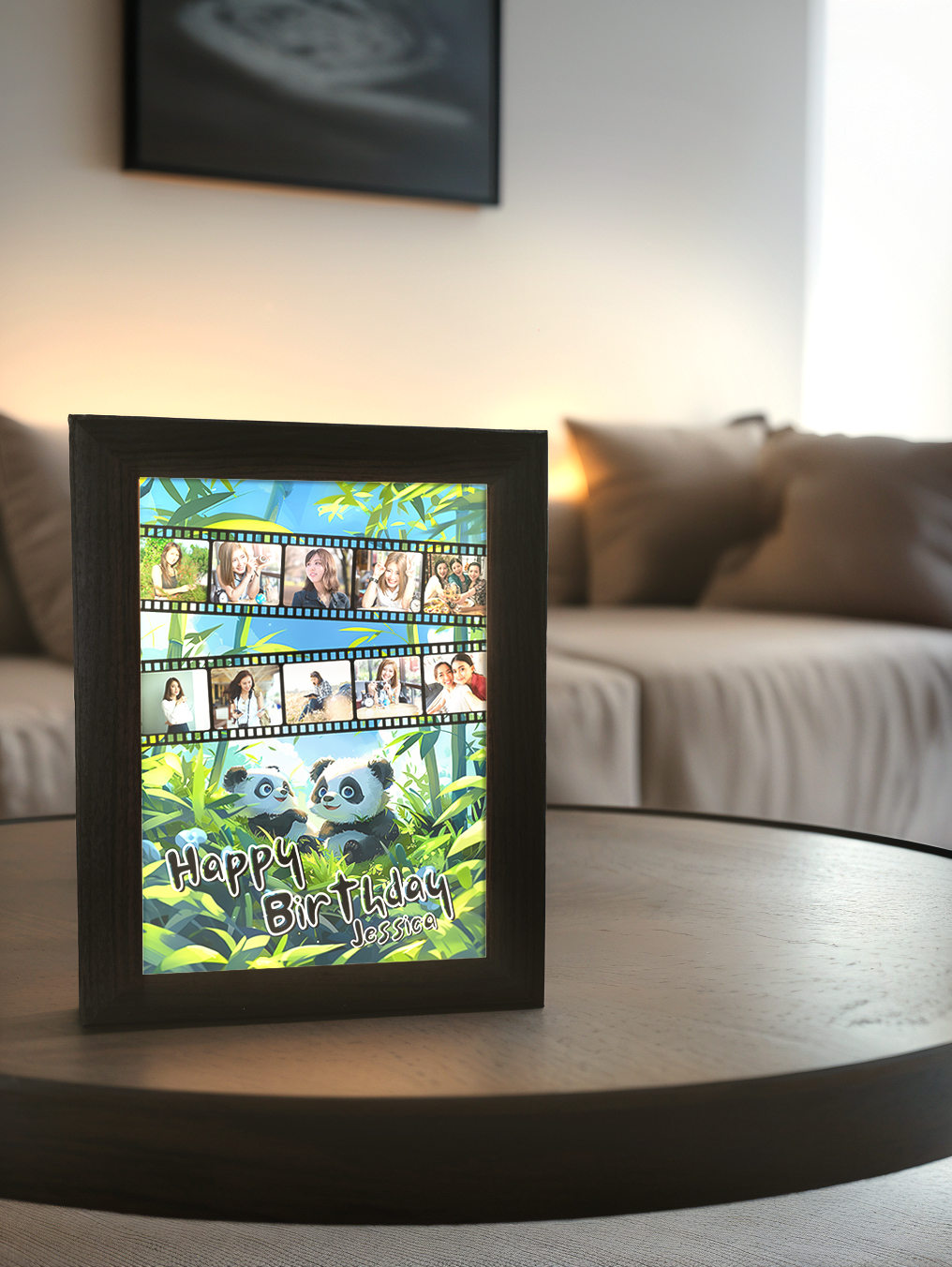 Personalized Perfect Panda Birthday Photo Light Frame