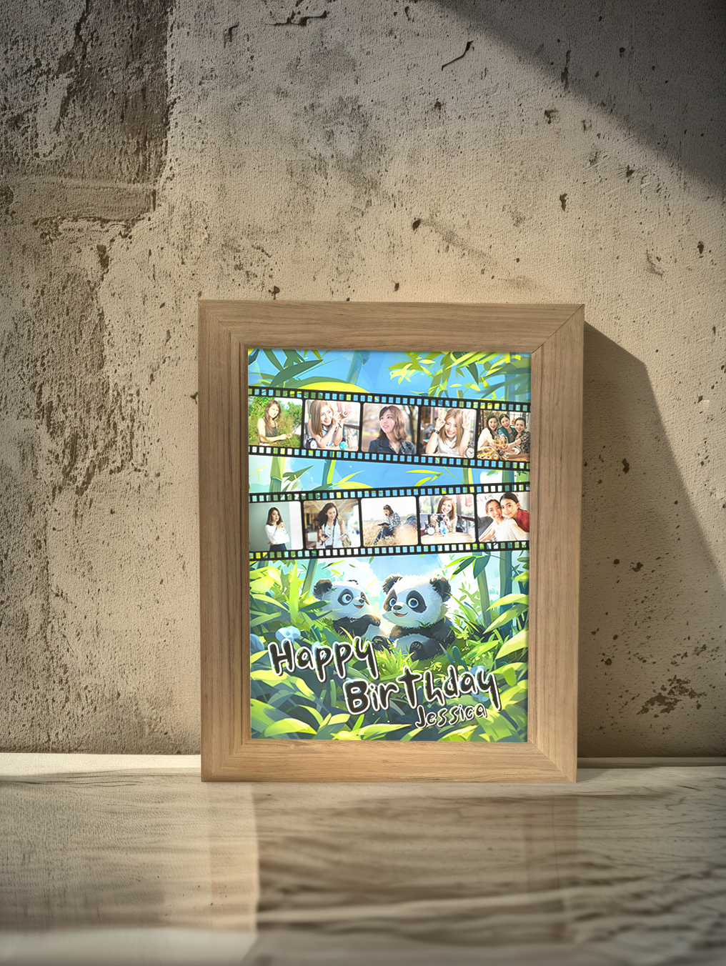 Personalized Perfect Panda Birthday Photo Light Frame