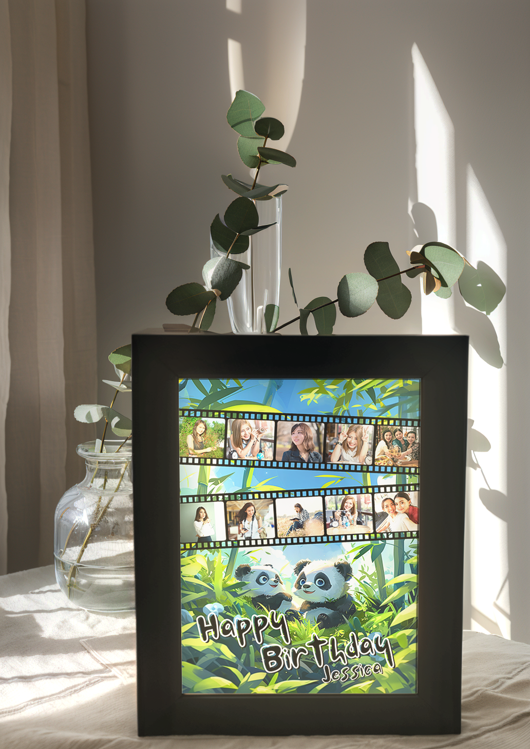 Personalized Perfect Panda Birthday Photo Light Frame