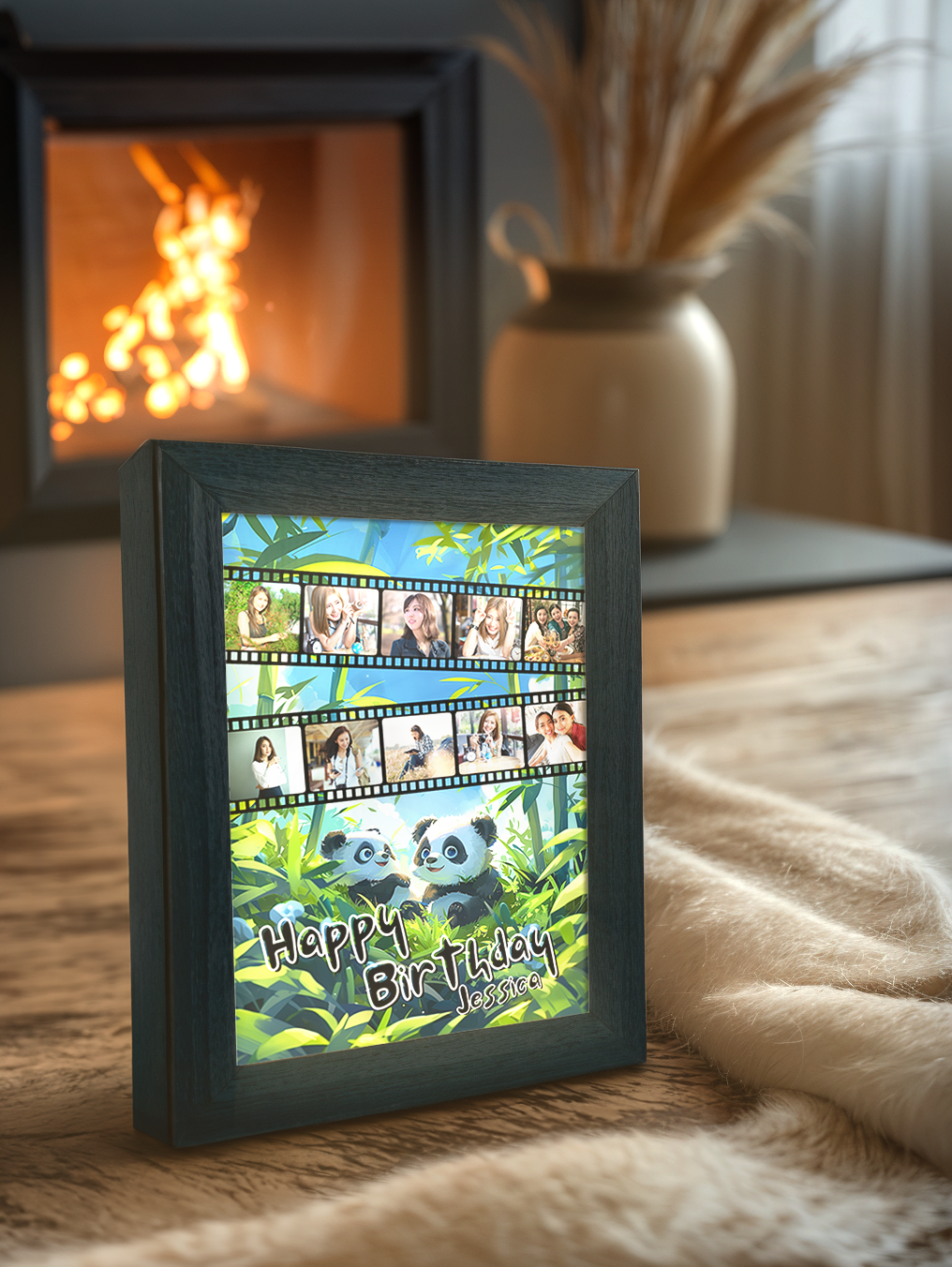 Personalized Perfect Panda Birthday Photo Light Frame