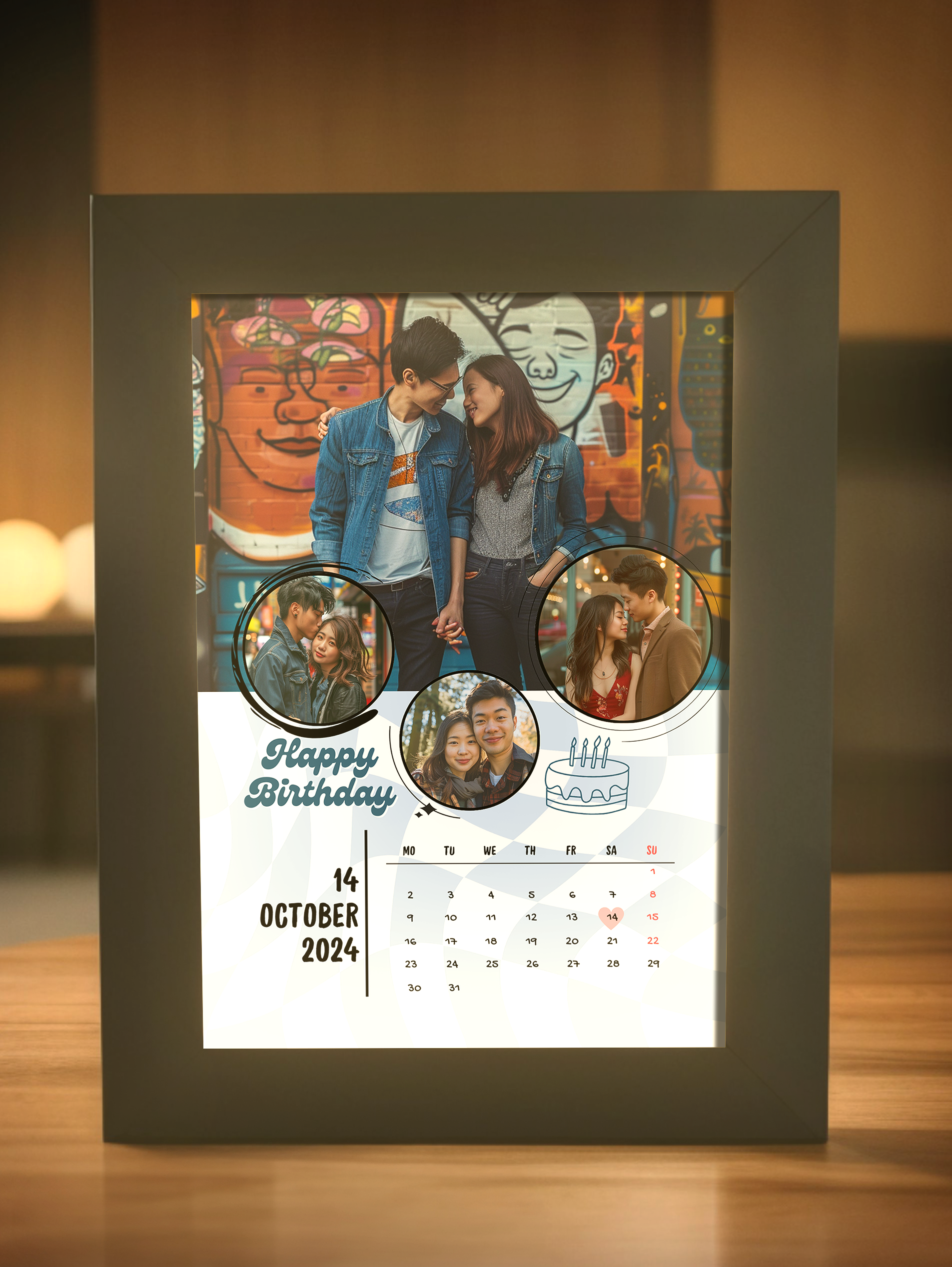 Personalized Couples Photo Calendar Light Frame