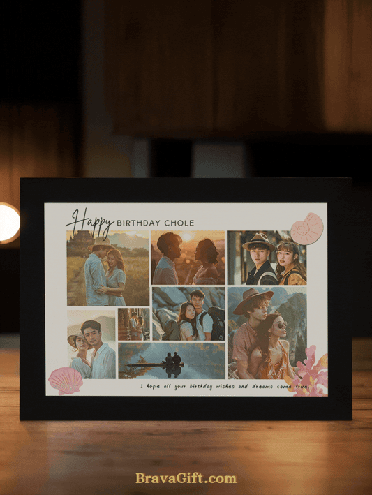 Pink Sea Love Birthday Photo Light Frame