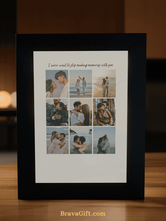 Purple Sky & Yellow Flowers Couple Photo Light Frame