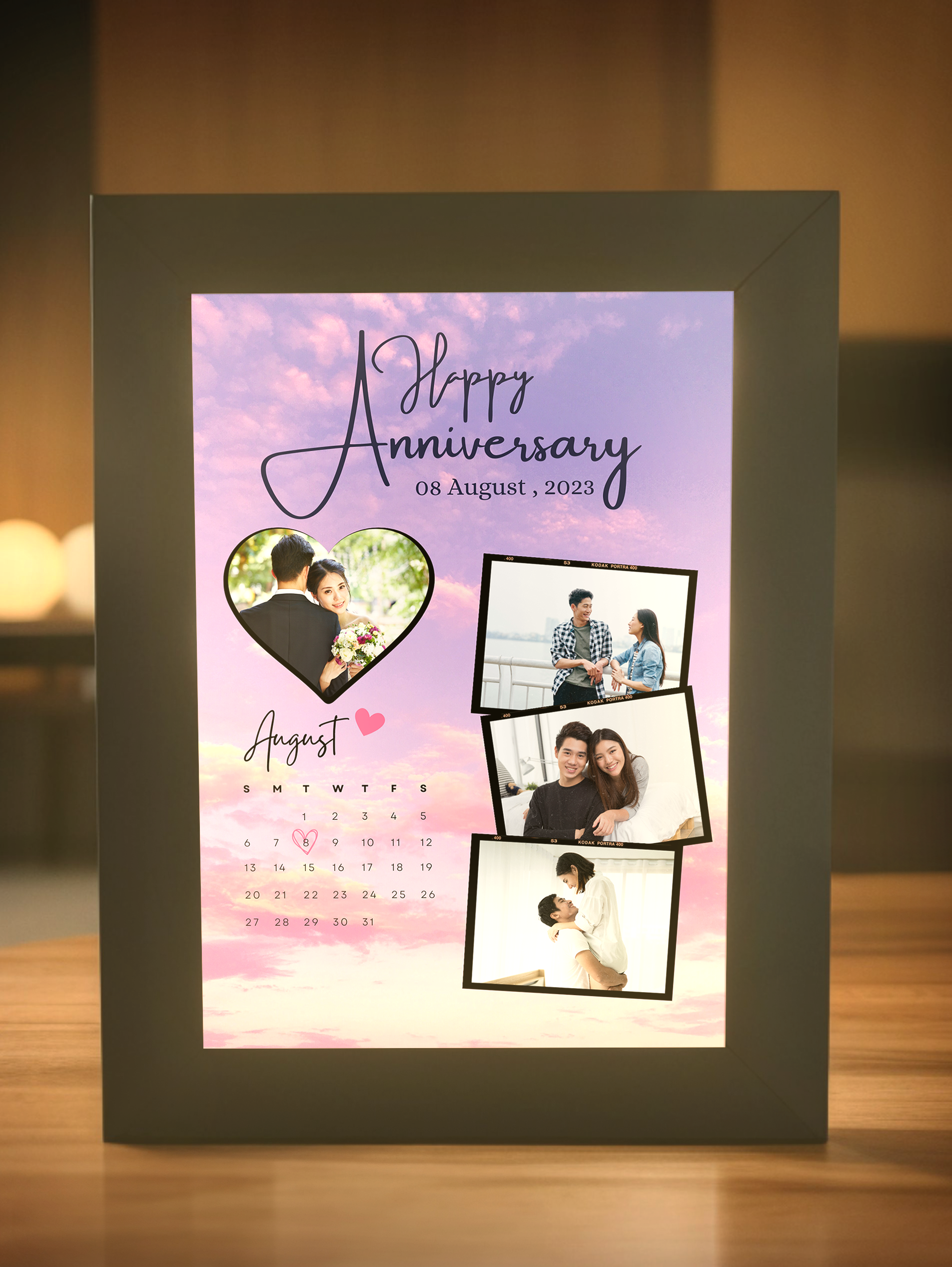 Purple Romantic Couple Light Frame