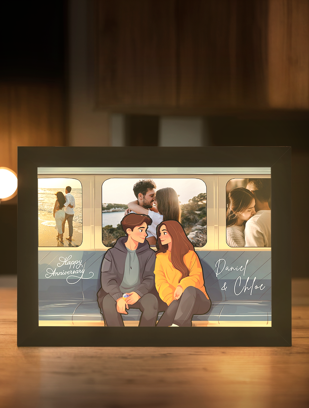 Railway Love Journey Photo Light Frame