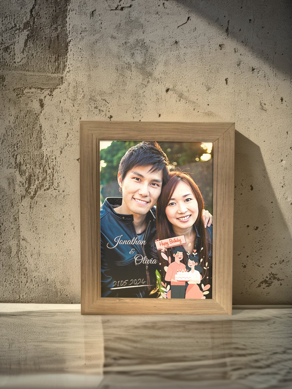 Romantic Ambiance Couple Birthday Photo Light Frame