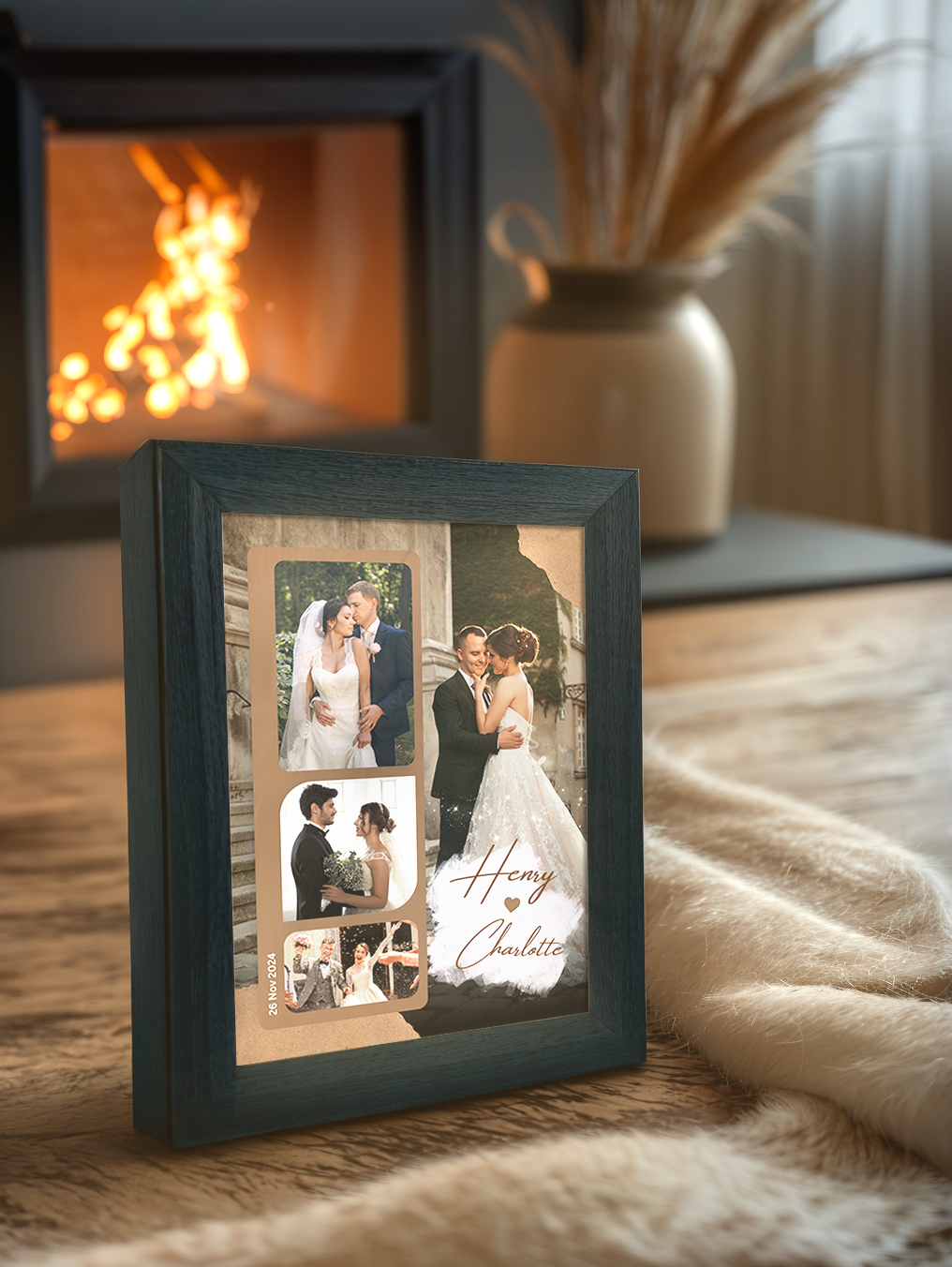 Romantic Wedding Personalized Names & Photo Light Frame