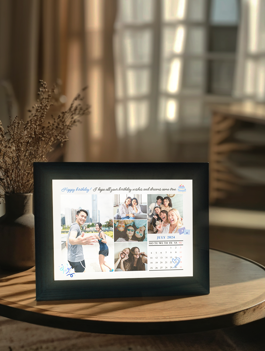 Special Date Birthday Calendar Photo Light Frame